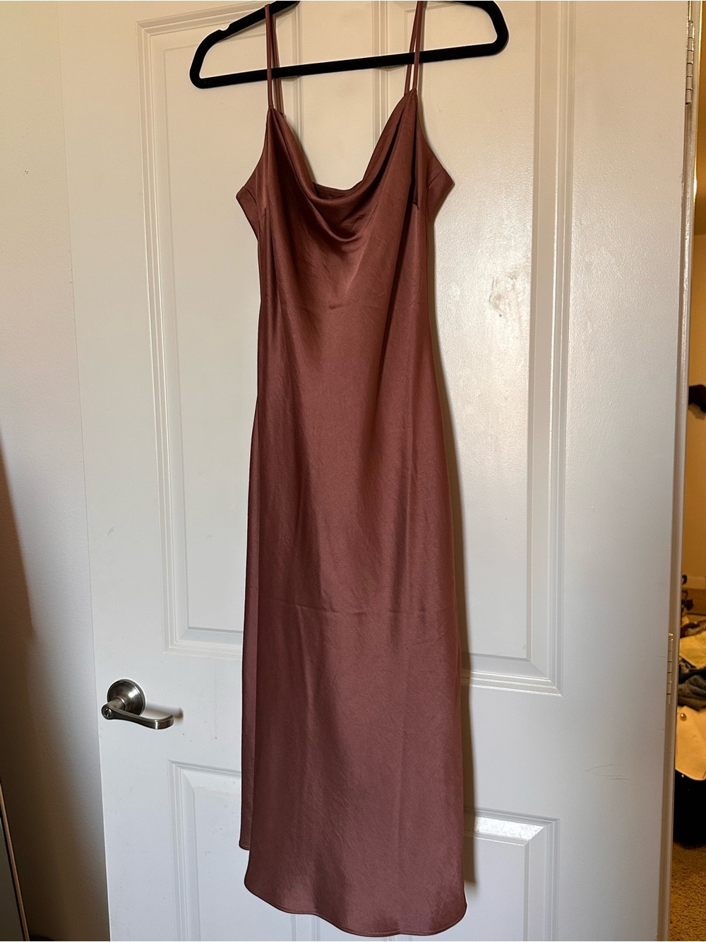 Express Satin Cowl Neck Slip Dress - Brown